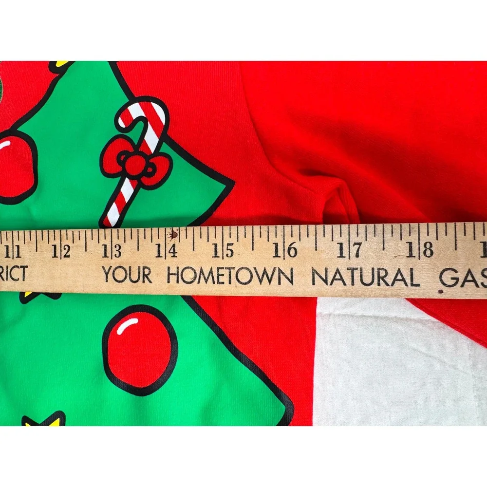 Embroidered Hello Kitty Merry Bright Christmas‎ Tree Red Sweatshirt Medium
